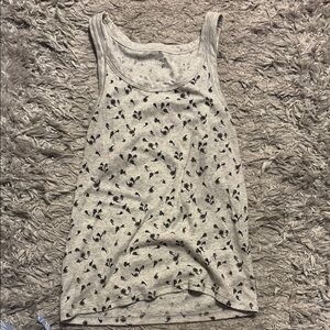 American Eagle Outfitters Light Gray Tank with Black Pattern
